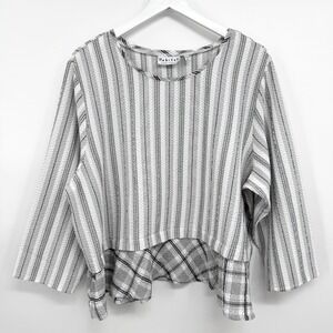 Habitat Clothes to Live In Top Shirt XL Crinkle 3/4 Sleeve Peplum Lagenlook Boho